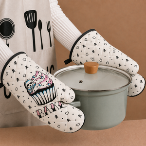 Beautiful Printed Design Oven Gloves for Bakery With Custom Logo 100% Cotton Oven Mitt for Kitchen Use Supplier in India. - Product Image 1
