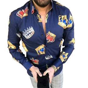 Nueva Blusa Estampada para Hombre, Estilo Casual, Corte Ajustado, Manga Larga, para Primavera y Otoño - Product Image 2