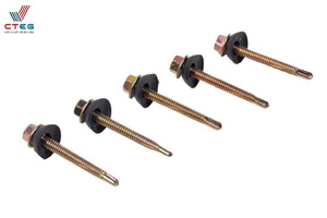 Vis autoperceuses en acier au carbone durable pour toiture, tête hexagonale avec rondelle, fabriquées au Vietnam - Product Image 3