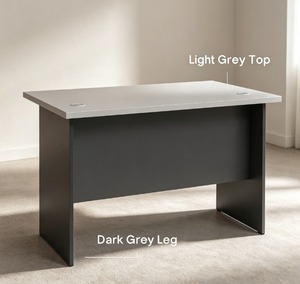 Bureau de travail moderne rectangulaire en bois AY Office V-GT, plateau gris clair, pieds gris foncé, design minimaliste autoportant, bureau à domicile - Product Image 1