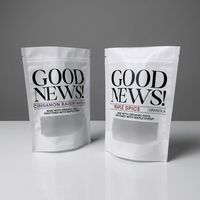 Pochette refermable personnalisée avec fermeture éclair pour granola et flocons d'avoine, sac d'emballage refermable de qualité alimentaire blanc avec fenêtre transparente