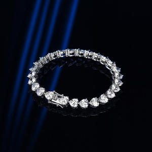 Pulsera de tenis con forma de corazón Moussaint, elegante y sencilla, con diamantes de moissanita, estilo hip hop, joyería para propuesta. - Product Image 2
