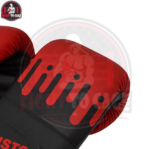 Gants de Combat Muay Thai et Kickboxing en Cuir PU de Qualité Supérieure, Noirs et Rouges, avec Service OEM, pour Entraînement et Sac de Frappe, Anti-Choc - Product Image 4
