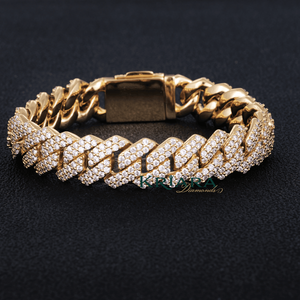 Pulsera de Cadena de Moissanita Chapada en Oro S925, Corte Brillante Redondo, Engaste de Garras, Diseño Geométrico, Lujosa, Unisex - Product Image 2