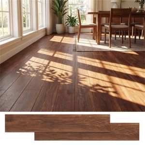 48-Pack Wood Look Vinyl Plank <b>Flooring</b> 36 Sq.Ft Waterproof PVC <b>Tiles</b> 5-7mm for Home Smooth Easy <b>Interlocking</b> for Basement - Product Image 6
