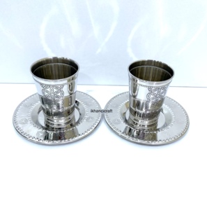 Luxury Customised Engraving Stainless Steel Kiddush <b>Cup</b> <b>Set</b> With Matching Plate best for Bat Mitzvahs Jewish Holidays shabbat - Product Image 3