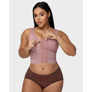 Sujetador de compresión posquirúrgico para mujer, top moldeador con realce de senos, cierre frontal, soporte de espalda y faja. - Product Image 1
