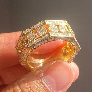 Bague en argent sterling 925 rhodié avec cluster de diamants Moissanite 1,42 carat, alliance de mariage et d'anniversaire pour hommes et femmes, bijoux hip-hop glacés - Product Image 5