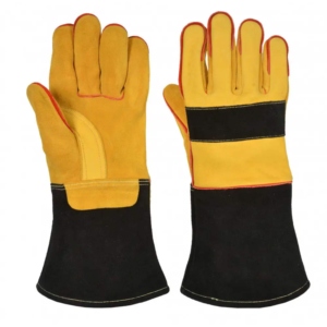 Gants de soudage renforcés pour la lutte contre les incendies, résistants à la chaleur, en cuir de vachette souple jaune, haute performance, protection des mains CE - Product Image 1