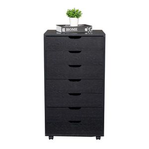Armadio Mobile con 7 Cassetti in Legno Nero per Casa, Ufficio e Scuola, Struttura in Metallo per Uso in Armadio/Ufficio - Product Image 4