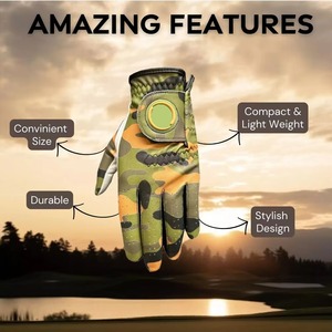 Gants de golf JNM SAFETY pour hommes, respirants, à rayures vertes, pour sports de plein air, paume en cuir Cabretta blanc, pouce en cuir véritable - Product Image 4