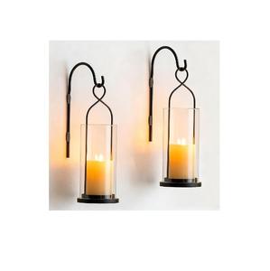 Portavelas de pared de metal negro mate, muy vendido, con pantalla de vidrio transparente, portavelas redondo para comedor - Product Image 1