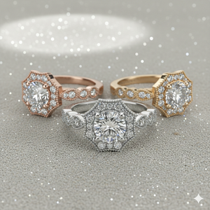 Anillo de Compromiso Vintage con Halo Octagonal Chapado en Oro Rosa - Product Image 5