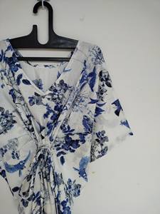 Robe Kaftan Élégante pour Femme, Luxe, Florale, Vintage, Longueur Genou, en Coton, avec Embellissements en Dentelle, Coupe Ample et Intemporelle, Style A-Line - Product Image 5