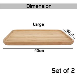 Plateau de service rectangulaire en bambou à motif végétal décoratif, plateau à collations, plateau de présentation d'apéritifs, design zen asiatique pour table de fête - Product Image 2