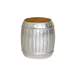 Royal Galvanized Metal Drum <b>Stool</b> With Wooden Top Industrial Style <b>Storage</b> Ottoman Home Furniture Living Room Decor - Product Image 4