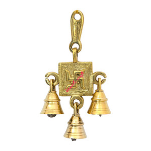 Antique Finish Indian Handmade Brass Wind <b>Chime</b> of Lord Laxmi With <b>Bells</b> Hanging for Home and Temple Decoration - Product Image 2