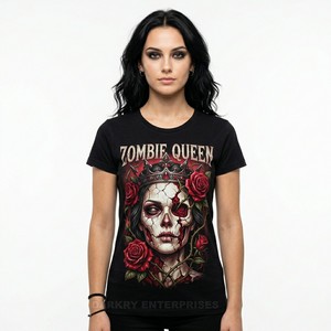 Camiseta Personalizada con Gráfico de Caldero de Bruja Gótica para Mujer, Esqueleto de Hechicera, Arte Oculto, Magia Oscura, Estilo Wiccano - Product Image 3