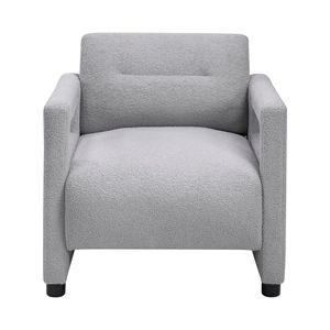 Poltrona di Lusso con Cuscino Grigio, Rivestimento in Bouclé, Struttura in Compensato per Arredamento Casa, Sedie da Soggiorno - Product Image 3