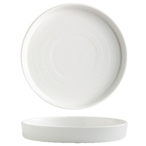 Minimalist White Porcelain Plate Concentric Rings Modern Straight-Edged Dining Plate Dishwasher Safe Eco-Friendly for Home - Product Image 6