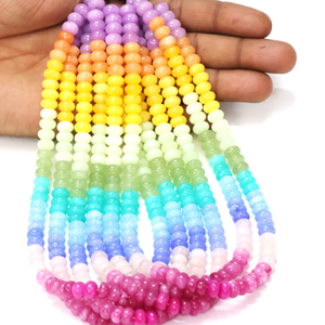 Hermosas Cuentas de Cuarzo Multicolor en Forma de Rueda Lisa de 7-9 mm, Cuentas de Piedras Preciosas de Colores Variados, RADHIKA GEMS 'N' BEADS - Product Image 1