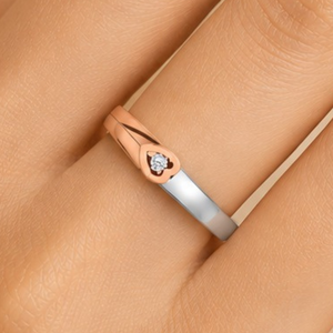 Anillo de Diamantes en Oro Rosa de 14K para Mujer |   Anillo Delicado y Elegante de Dos Tonos de 0.15TCW, Joyería Minimalista de Lujo para Aniversario, Regalo - Product Image 4