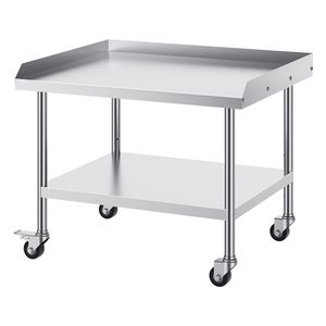 Tavolo da Lavoro Commerciale in Acciaio Inox 30x36x30 con 4 Ruote, Alzatina su 3 Lati e Lavello - Product Image 2
