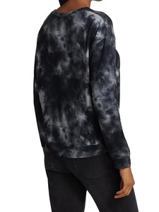Sweat-shirt à col rond tie-dye noir et gris, effet marbré, unisexe, pour hommes et femmes, style grunge streetwear, en coton molletonné, personnalisable OEM - Product Image 2