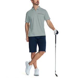 Mens Comfortable <b>Fit</b> Quarter Zipper <b>T</b>-<b>Shirt</b> Short Sleeve <b>Muscle</b> <b>Fit</b> Anti-Wrinkle Feature Custom OEM Design Print Knitted <b>T</b>-<b>Shirt</b> - Product Image 3