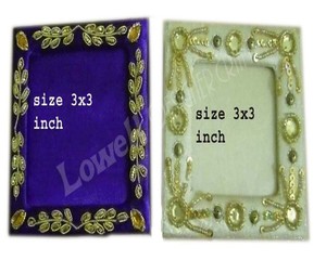 Ornate Purple Wooden Photo <b>Frame</b> 3x3 Inch Square Tabletop Display with <b>Gold</b> Leaf Embroidery Decorative Edge - Product Image 2