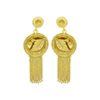 Pendientes Colgantes de Latón con Baño de Oro de 14K, 18K, 24K, Diseño Floral Africano Turco, Estilo Árabe de Oriente Medio, Venta al por Mayor