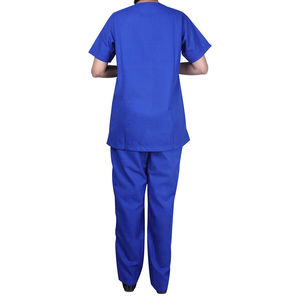 Ensembles de blouses médicales unisexes bleu clair à manches courtes avec poches zippées, uniforme d'hôpital en tissu tissé coton-polyester, détection d'aiguilles, personnalisable - Product Image 2