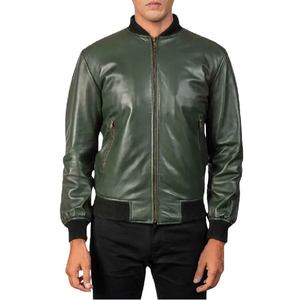 Blouson Bomber en Daim pour Homme, en Cuir de Mouton, Fermeture Éclair, Col Varsity, Poignets en Tricot Côtelé, Doublure Polyester, Vêtement d'Extérieur Élégant 2026 - Product Image 1