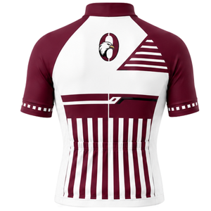 Maillot de cyclisme blanc et bordeaux à manches courtes, fermeture éclair intégrale, respirant, séchage rapide, pour la course sur route et le sport - Product Image 2