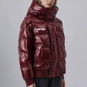 Chaqueta de plumón brillante de poliéster de diseño en oferta, personalizada, suave, impermeable, transpirable, para exteriores, talla grande, para mujer - Product Image 1