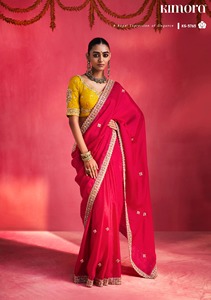 Sari indio de diseño hermoso y moderno, estilo Bollywood, de seda suave con lentejuelas, para fiestas y bodas, de alta calidad, al por mayor. - Product Image 1