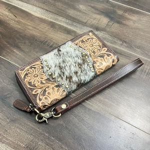 ชุดคอมโบแบบพกพากระเป๋าหนังวัวแท้พร้อมลูกปัดและกระเป๋าสตางค์แบบคล้องมือดีไซน์ภายนอกของผู้หญิง - Product Image 6