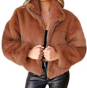 Women's Autumn Winter Wool <b>Coat</b> Tops Fashion Large Size Plus Zipper Button <b>Cardigan</b> Fleece Top Plain Dyed Breathable Plush Warm - Product Image 2