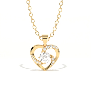 Pendentif Cœur Plaqué Or 18K Aarinya avec Diamant Taille Brillant Certifié IGI, Bijou Cadeau pour Femme pour Fiançailles et Fêtes - Product Image 3