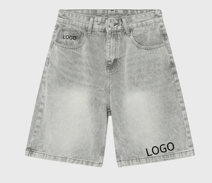Shorts Bermuda en jean délavé pour homme, décontractés, taille mi-haute, fermeture boutonnée, 100 % coton, couleur unie, écologiques, pour l'été - Product Image 5