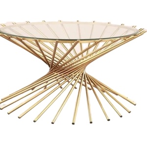 ท็อปหินอ่อนพร้อมโต๊ะกาแฟทรงกลมสองชั้นเน้นการทำรังสำหรับบ้านห้องครัวห้องนั่งเล่นทำจากไม้และหิน - Product Image 1