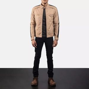 Chaqueta Bomber de Piel de Oveja Marrón para Hombre, Cierre de Cremallera, Resistente al Viento, Estilo Motero, Ecológica - Product Image 6