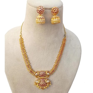 22K Gold Plated <b>Ruby</b> Vintage IGI Certified <b>Necklace</b> Set South Indian Traditional Bollywood Jewelry Bridal Wedding <b>Necklace</b> - Product Image 3