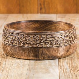 Ensemble de bols en bois artisanaux de haute qualité, ustensiles, design écologique incroyable, passe au lave-vaisselle, service classique pour salade et repas - Product Image 2