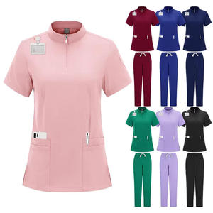 Uniforme de Trabajo para Médico y Enfermera con Cuello Vertical y Cierre, Ropa Quirúrgica, Ropa para Lavado de Manos, Pantalones Rectos para Quirófano, Color Sólido - Product Image 1