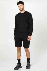 Sudadera Negra de Cuello Redondo para Hombre, Corte Regular, Color Sólido, Tejida, Manga Larga, Informal, para Verano - Product Image 5
