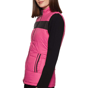 <b>Women's</b> Pink Color Blocked <b>Puffer</b> Vest With Zipper Stand Collar Windproof Quilted Outerwear Casual Winter Layering <b>Gilet</b> - Product Image 5