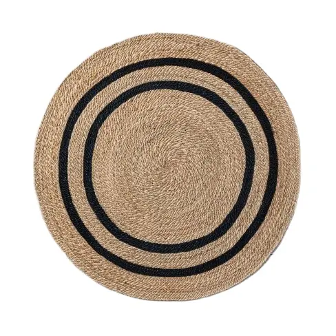 Tapis en Jute de chanvre biologique tricoté à la main tapis de zone en Jute tressé à Double rayures tapis rustique pour sol acheter en ligne