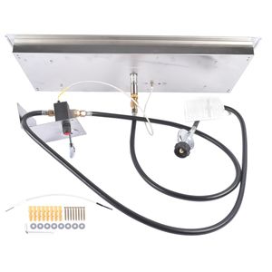 Kit Bruciatore per Focolare a Gas Rettangolare 30x10 in Acciaio Inox per Riscaldamento Interno ed Esterno del Patio - Product Image 1