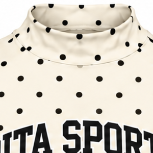 T-shirt personnalisé à pois pour femme, col montant, manches courtes, coupe ajustée, extensible, imprimé, décontracté, mode estivale, vente en gros - Product Image 3